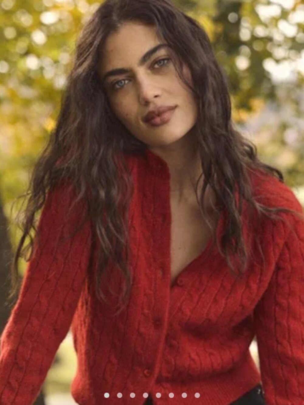 DÔEN Penrose Cable Knit Cardigan Cerise Red XXS